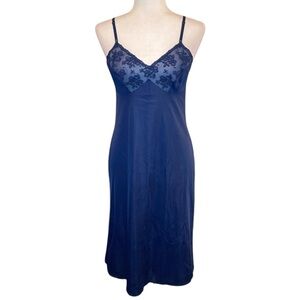 Elegant Navy Lace Slip Dress